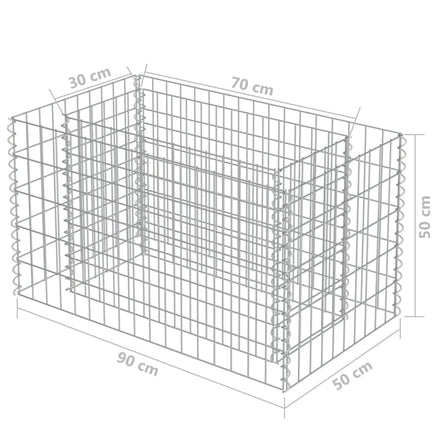 Gabion Raised Bed Galvanised Steel 90x50x50 cm Kings Warehouse 