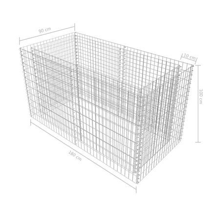 Gabion Raised Bed Steel 180x90x100 cm Silver Kings Warehouse 
