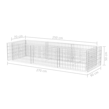 Gabion Raised Bed Steel 270x90x50 cm Kings Warehouse 