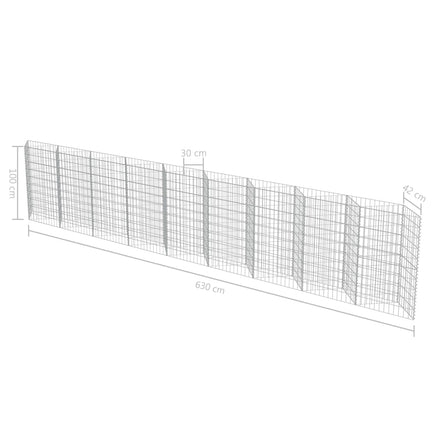 Gabion Wall Galvanised Steel 630x30x100 cm Garden Supplies Kings Warehouse 