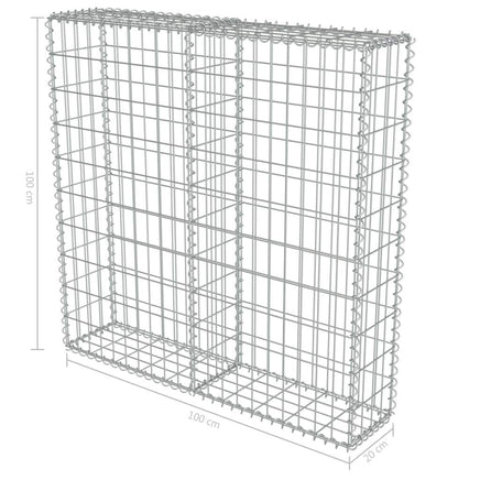 Gabion Wall with Covers Galvanised Steel 100x20x100 cm Kings Warehouse 