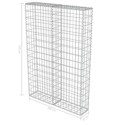 Gabion Wall with Covers Galvanised Steel 100x20x150 cm Kings Warehouse 