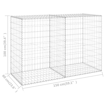 Gabion Wall with Covers Galvanised Steel 150x60x100 cm Garden Supplies Kings Warehouse 
