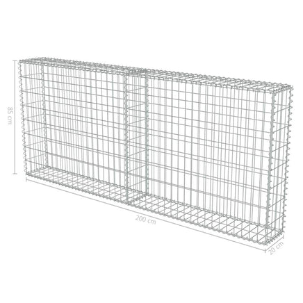 Gabion Wall with Covers Galvanised Steel 200x20x85 cm Kings Warehouse 