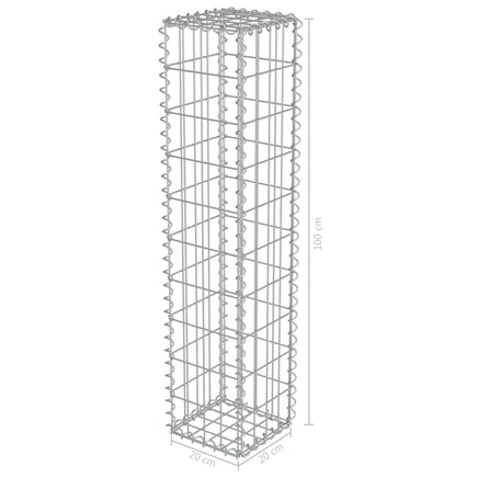 Gabion Wall with Covers Galvanised Steel 20x20x100 cm Kings Warehouse 
