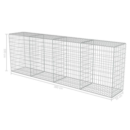 Gabion Wall with Covers Galvanised Steel 300x50x100 cm Kings Warehouse 