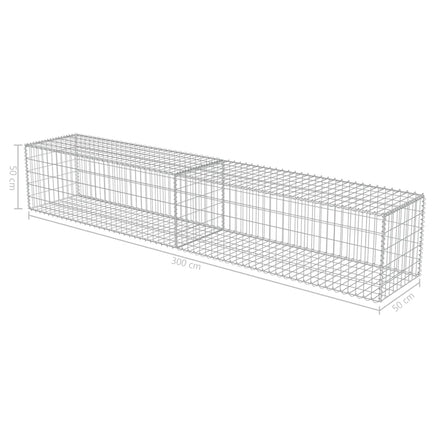 Gabion Wall with Covers Galvanised Steel 300x50x50 cm Kings Warehouse 
