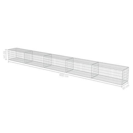 Gabion Wall with Covers Galvanised Steel 600x50x50 cm Kings Warehouse 