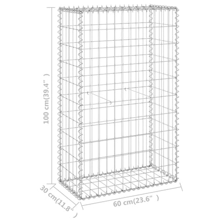 Gabion Wall with Covers Galvanised Steel 60x30x100 cm Garden Supplies Kings Warehouse 