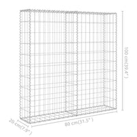 Gabion Wall with Covers Galvanised Steel 80x20x100 cm Garden Supplies Kings Warehouse 