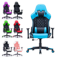 Gaming Chair Ergonomic Racing chair 165° Reclining Gaming Seat 3D Armrest Footrest Black Blue Kings Warehouse 