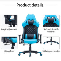 Gaming Chair Ergonomic Racing chair 165° Reclining Gaming Seat 3D Armrest Footrest Black Blue Kings Warehouse 