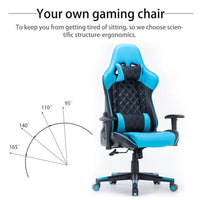 Gaming Chair Ergonomic Racing chair 165° Reclining Gaming Seat 3D Armrest Footrest Purple Black Kings Warehouse 
