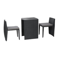 Garden 3-Piece Outdoor Dining Set Wicker Table Chairs Bistro Patio Furniture