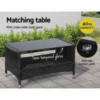 Garden 4 Piece Outdoor Dining Set Furniture Lounge Setting Table Chairs Black Kings Warehouse 