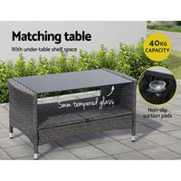 Garden 4 Piece Outdoor Dining Set Furniture Setting Lounge Wicker Table Chairs Kings Warehouse 