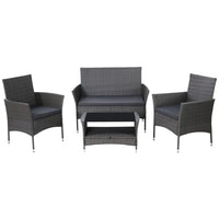 Garden 4 Piece Outdoor Dining Set Furniture Setting Lounge Wicker Table Chairs Kings Warehouse 