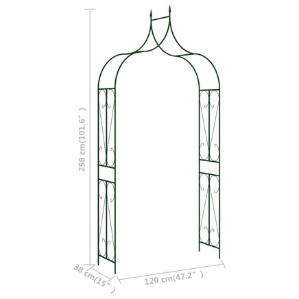 Garden Arch Dark Green 120x38x258 cm Iron Garden Supplies Kings Warehouse 