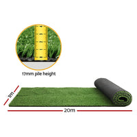 Garden Artificial Grass 17mm 1mx20m 20sqm Synthetic Fake Turf Plants Plastic Lawn Olive Home & Garden > Artificial Plants Kings Warehouse 