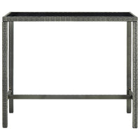 Garden Bar Table Grey 130x60x110 cm Poly Rattan and Glass Kings Warehouse 