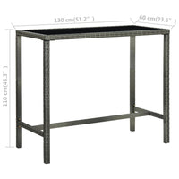 Garden Bar Table Grey 130x60x110 cm Poly Rattan and Glass Kings Warehouse 