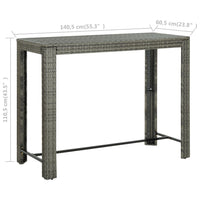 Garden Bar Table Grey 140.5x60.5x110.5 cm Poly Rattan Kings Warehouse 