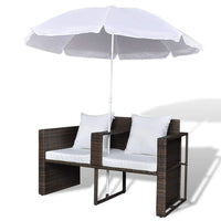 Garden Bed with Parasol Brown Poly Rattan Kings Warehouse 