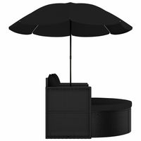 Garden Bed with Parasol Poly Rattan Black Kings Warehouse 