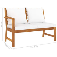Garden Bench 114.5 cm with Cream Cushion Solid Acacia Wood Kings Warehouse 