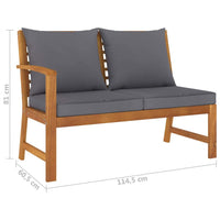 Garden Bench 114.5 cm with Dark Grey Cushion Solid Acacia Wood Kings Warehouse 