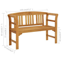 Garden Bench 120 cm Solid Acacia Wood Kings Warehouse 