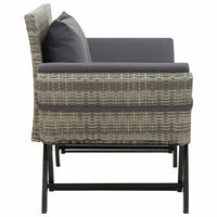 Garden Bench with Cushions 176 cm Grey Poly Rattan Kings Warehouse 