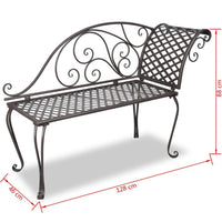 Garden Chaise Lounge 128 cm Steel Antique Brown Kings Warehouse 