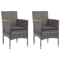 Garden Dining Chairs 2 pcs Poly Rattan Grey Kings Warehouse 