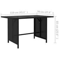 Garden Dining Table Black 110x70x65 cm Poly Rattan Kings Warehouse 