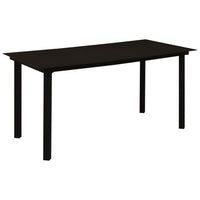 Garden Dining Table Black 150x80x74 cm Steel and Glass Outdoor Furniture Kings Warehouse 