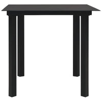 Garden Dining Table Black 80x80x74 cm Steel and Glass Kings Warehouse 