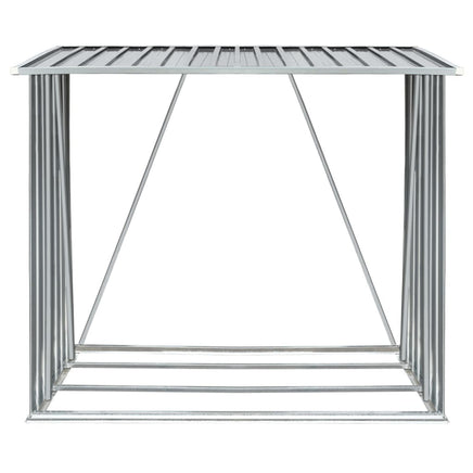 Garden Log Storage Shed Galvanised Steel 163x83x154 cm Grey Garden Supplies Kings Warehouse 