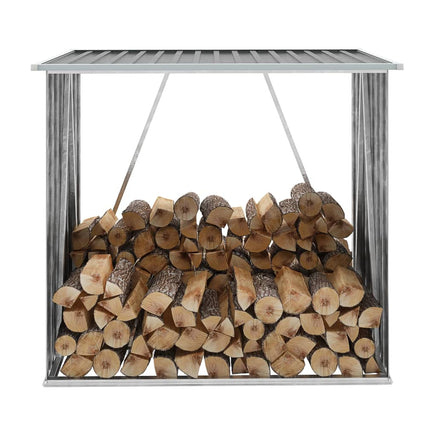 Garden Log Storage Shed Galvanised Steel 163x83x154 cm Grey Garden Supplies Kings Warehouse 