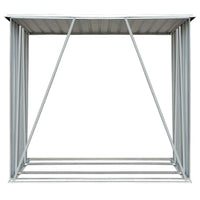 Garden Log Storage Shed Galvanised Steel 163x83x154 cm Grey Garden Supplies Kings Warehouse 