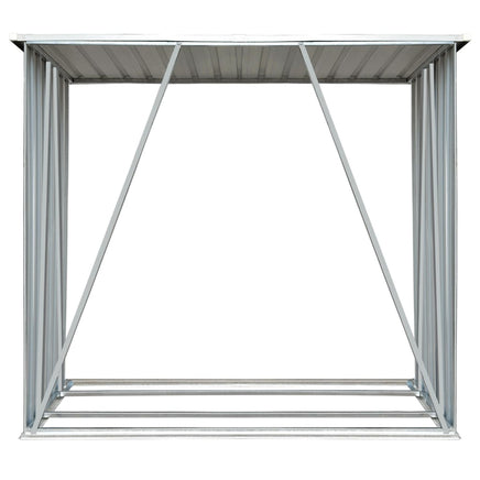 Garden Log Storage Shed Galvanised Steel 163x83x154 cm Grey Garden Supplies Kings Warehouse 