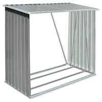 Garden Log Storage Shed Galvanised Steel 163x83x154 cm Grey Garden Supplies Kings Warehouse 