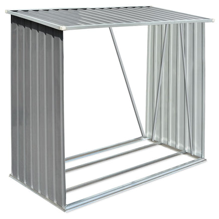 Garden Log Storage Shed Galvanised Steel 163x83x154 cm Grey Garden Supplies Kings Warehouse 