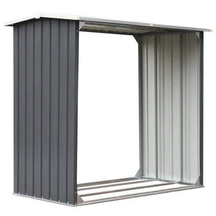 Garden Log Storage Shed Galvanised Steel 172x91x154 cm Grey Kings Warehouse 