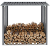 Garden Log Storage Shed Galvanised Steel 172x91x154 cm Grey Kings Warehouse 
