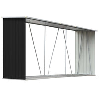 Garden Log Storage Shed Galvanised Steel 330x84x152 cm Anthracite Kings Warehouse 