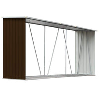 Garden Log Storage Shed Galvanised Steel 330x84x152 cm Brown Kings Warehouse 
