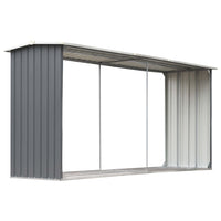 Garden Log Storage Shed Galvanised Steel 330x92x153 cm Grey Kings Warehouse 