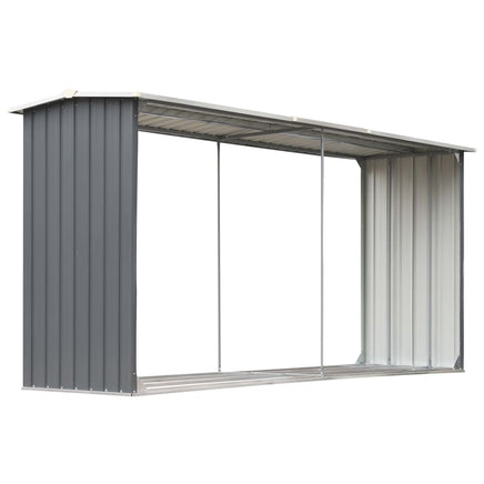 Garden Log Storage Shed Galvanised Steel 330x92x153 cm Grey Kings Warehouse 