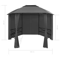 Garden Marquee Pavilion Tent with Curtains Hexagonal 360x265 cm Kings Warehouse 